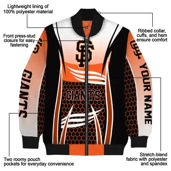 custom san francisco giants mesh effect orange black bomber jacket new arrival