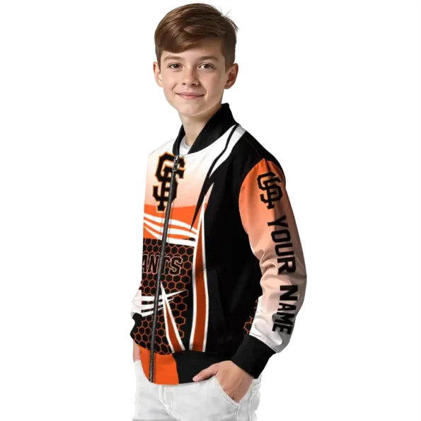 custom san francisco giants mesh effect orange black bomber jacket trendy