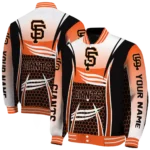 custom san francisco giants mesh effect orange black varsity jacket best selling