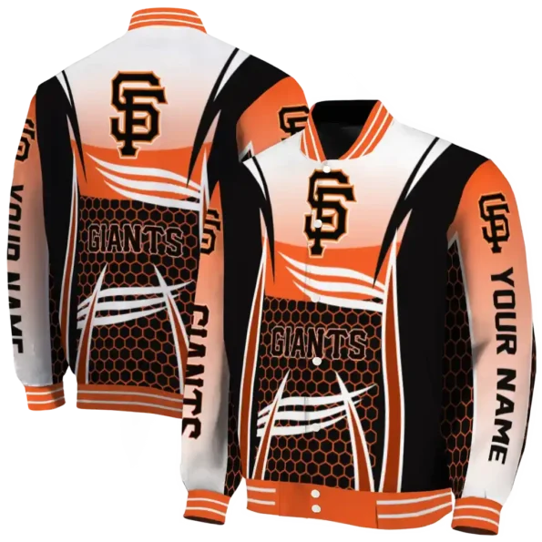 custom san francisco giants mesh effect orange black varsity jacket fashion forward