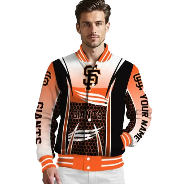 custom san francisco giants mesh effect orange black varsity jacket high quality