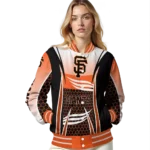 custom san francisco giants mesh effect orange black varsity jacket best selling