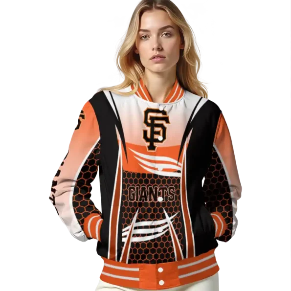custom san francisco giants mesh effect orange black varsity jacket latest model