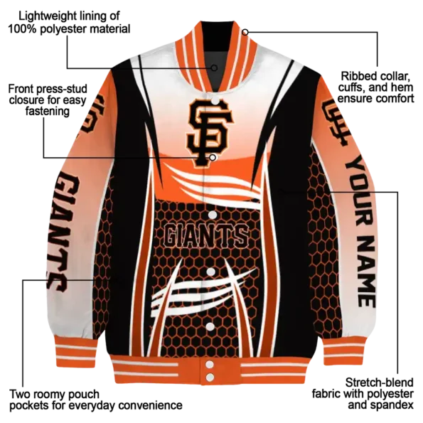 custom san francisco giants mesh effect orange black varsity jacket new arrival