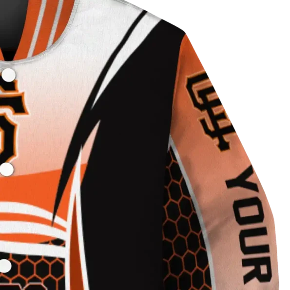 custom san francisco giants mesh effect orange black varsity jacket premium grade