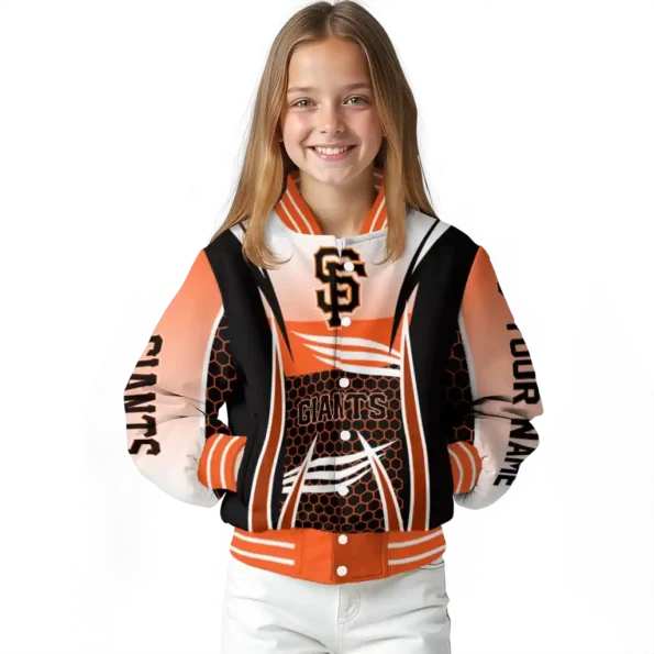custom san francisco giants mesh effect orange black varsity jacket top rated