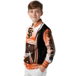 custom san francisco giants mesh effect orange black varsity jacket best selling