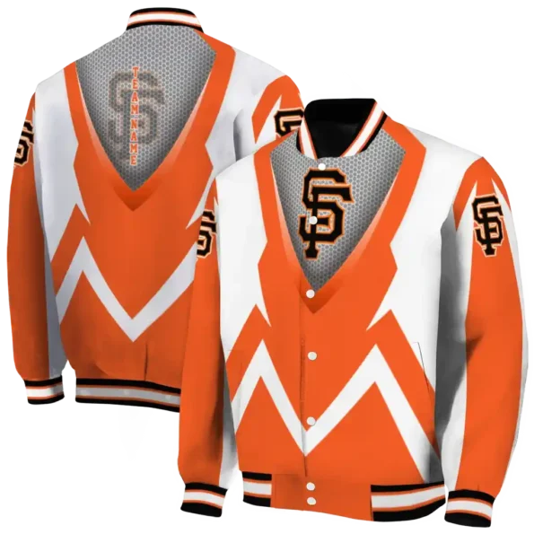 custom san francisco giants v stripes orange white varsity jacket fashion forward