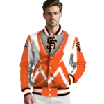 custom san francisco giants v stripes orange white varsity jacket best selling
