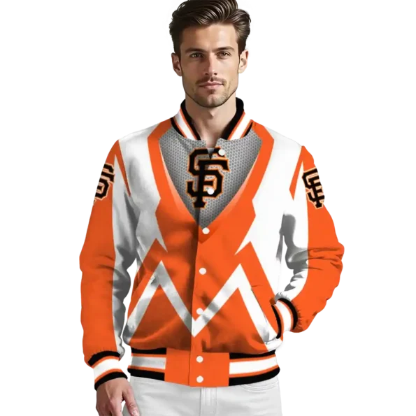 custom san francisco giants v stripes orange white varsity jacket high quality