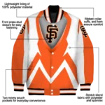 custom san francisco giants v stripes orange white varsity jacket best selling