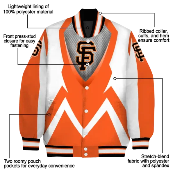 custom san francisco giants v stripes orange white varsity jacket new arrival