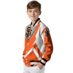 custom san francisco giants v stripes orange white varsity jacket best selling