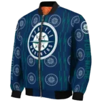 custom seattle mariners bolt stripe navy blue bomber jacket best selling