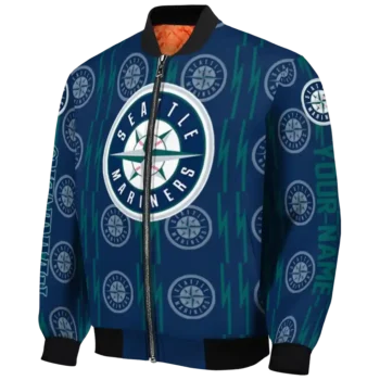 custom seattle mariners bolt stripe navy blue bomber jacket best selling