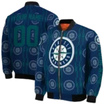 custom seattle mariners bolt stripe navy blue bomber jacket best selling