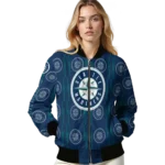 custom seattle mariners bolt stripe navy blue bomber jacket best selling