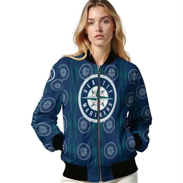 custom seattle mariners bolt stripe navy blue bomber jacket latest model
