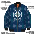 custom seattle mariners bolt stripe navy blue bomber jacket best selling