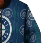 custom seattle mariners bolt stripe navy blue bomber jacket best selling