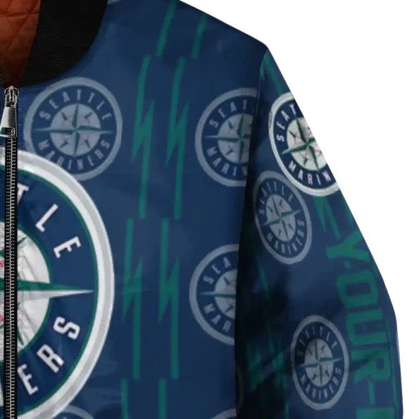 custom seattle mariners bolt stripe navy blue bomber jacket premium grade