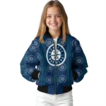 custom seattle mariners bolt stripe navy blue bomber jacket best selling