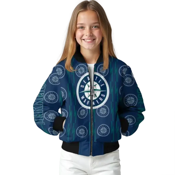 custom seattle mariners bolt stripe navy blue bomber jacket top rated