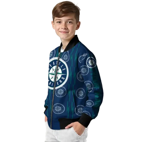 custom seattle mariners bolt stripe navy blue bomber jacket trendy