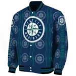 custom seattle mariners bolt stripe navy blue varsity jacket best selling