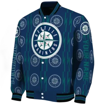 custom seattle mariners bolt stripe navy blue varsity jacket best selling