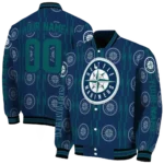 custom seattle mariners bolt stripe navy blue varsity jacket best selling