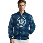 custom seattle mariners bolt stripe navy blue varsity jacket best selling