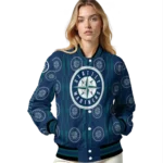 custom seattle mariners bolt stripe navy blue varsity jacket best selling