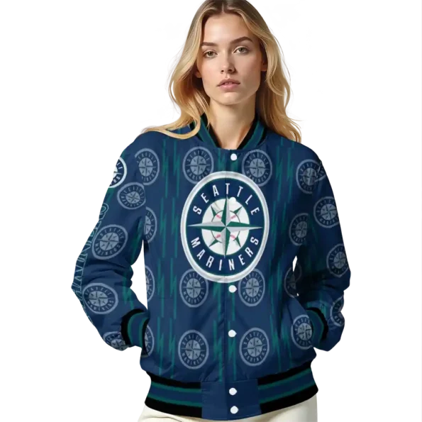 custom seattle mariners bolt stripe navy blue varsity jacket latest model