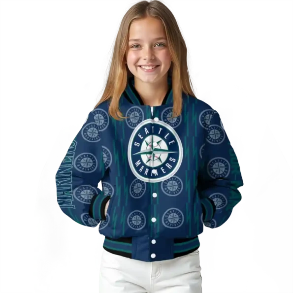 custom seattle mariners bolt stripe navy blue varsity jacket top rated