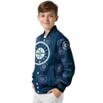 custom seattle mariners bolt stripe navy blue varsity jacket best selling