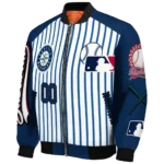 custom seattle mariners eagle baseball navy blue white bomber jacket best selling