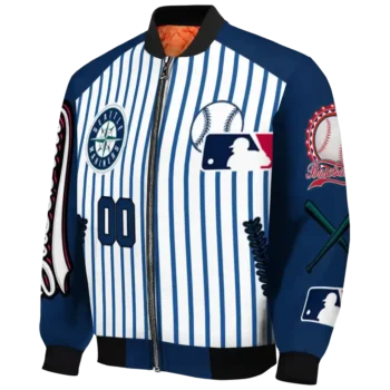 custom seattle mariners eagle baseball navy blue white bomber jacket best selling