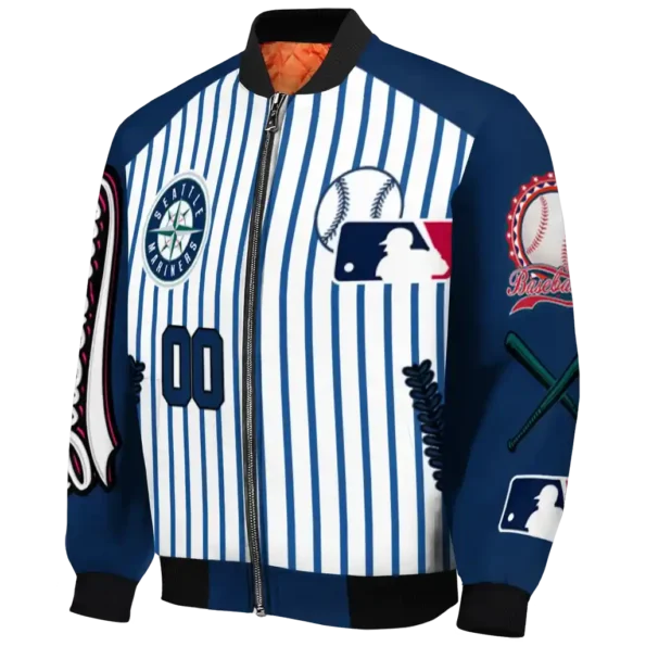 custom seattle mariners eagle baseball navy blue white bomber jacket best selling