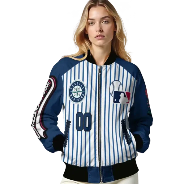 custom seattle mariners eagle baseball navy blue white bomber jacket latest model
