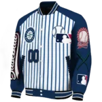 custom seattle mariners eagle baseball navy blue white varsity jacket best selling