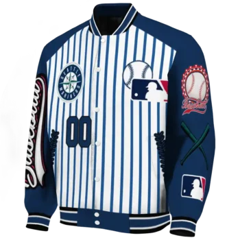 custom seattle mariners eagle baseball navy blue white varsity jacket best selling