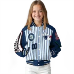 custom seattle mariners eagle baseball navy blue white varsity jacket best selling