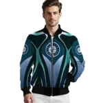 custom seattle mariners mesh chest teal crocs black bomber jacket best selling