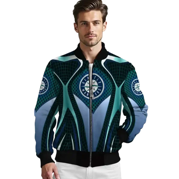 custom seattle mariners mesh chest teal crocs black bomber jacket high quality