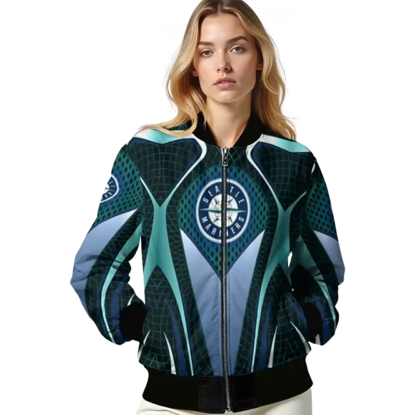 custom seattle mariners mesh chest teal crocs black bomber jacket latest model