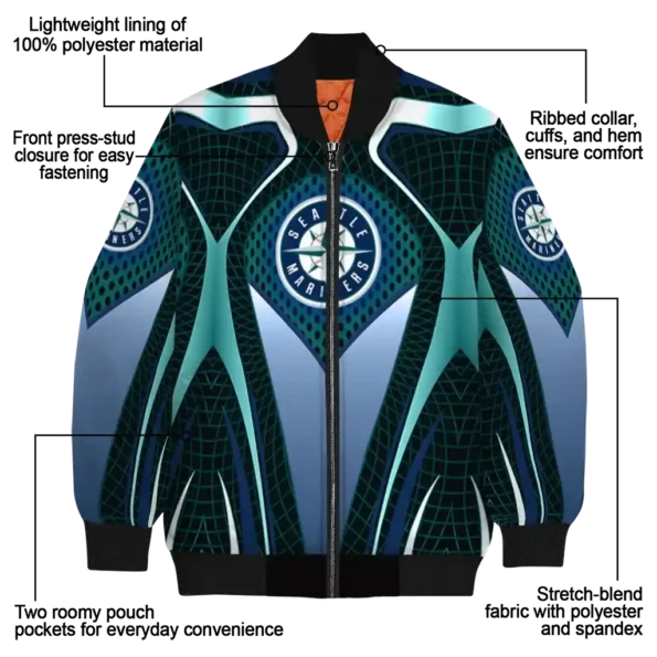 custom seattle mariners mesh chest teal crocs black bomber jacket new arrival