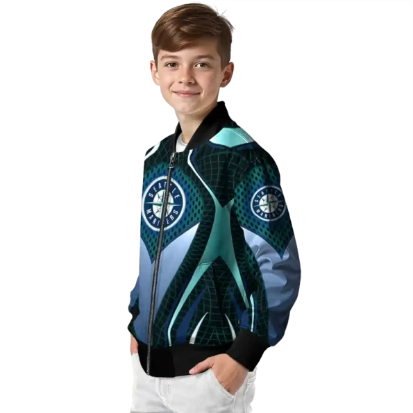 custom seattle mariners mesh chest teal crocs black bomber jacket trendy
