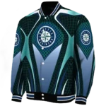 custom seattle mariners mesh chest teal crocs black varsity jacket best selling