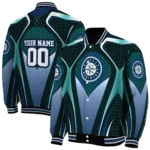 custom seattle mariners mesh chest teal crocs black varsity jacket best selling
